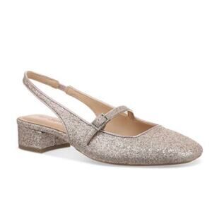 New On 34th Women's Amelia Buckled Slingback Pumps Rose Gold Glitter 8M